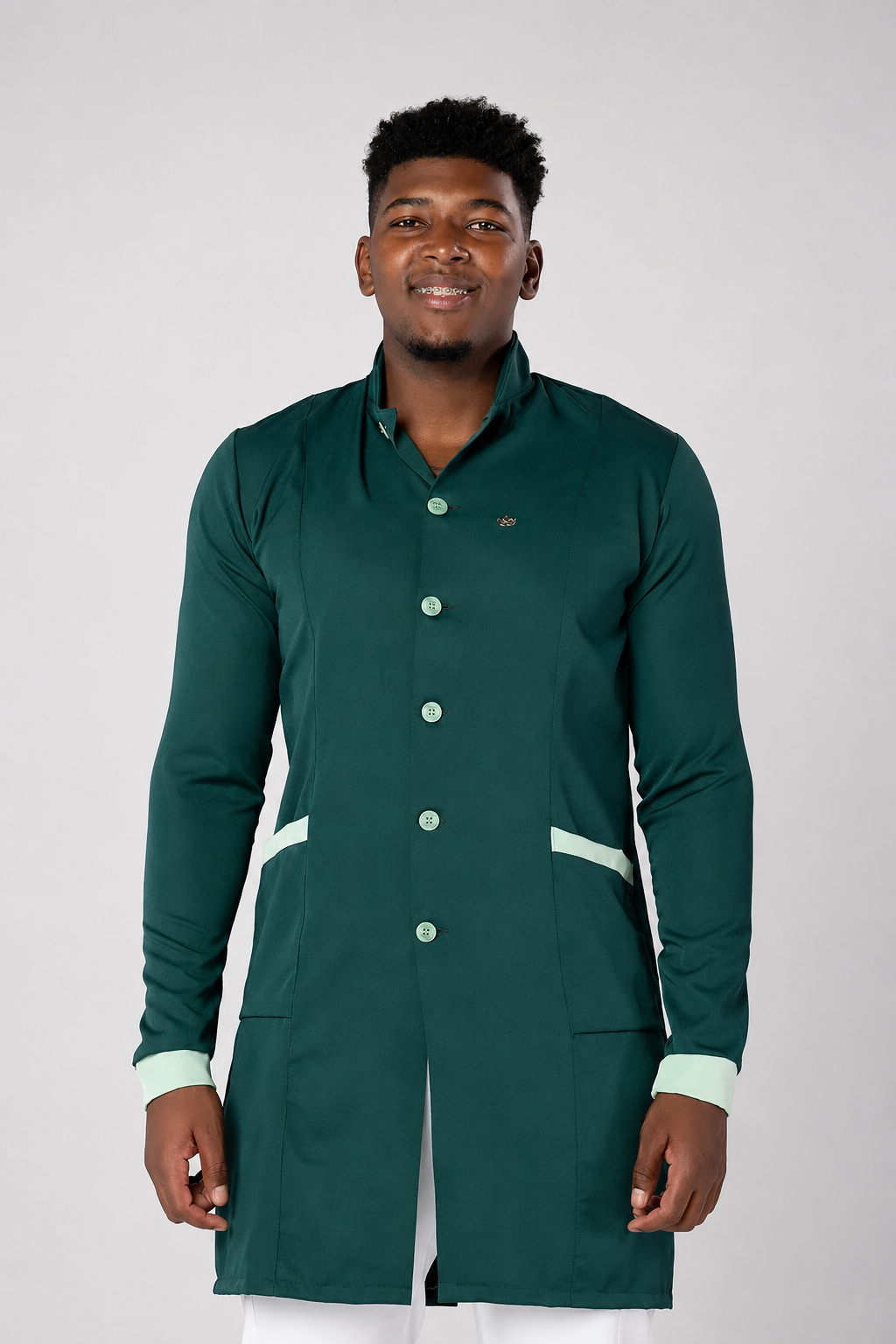 Jaleco Masculino Classic Details Verde Botânico com Pistache