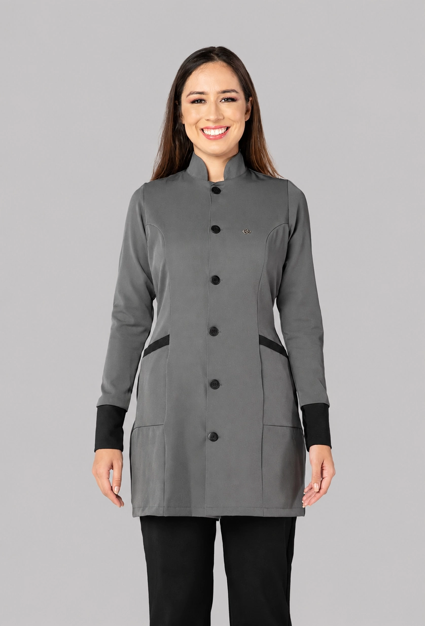 Jaleco Feminino Classic Colors Grafite com Preto