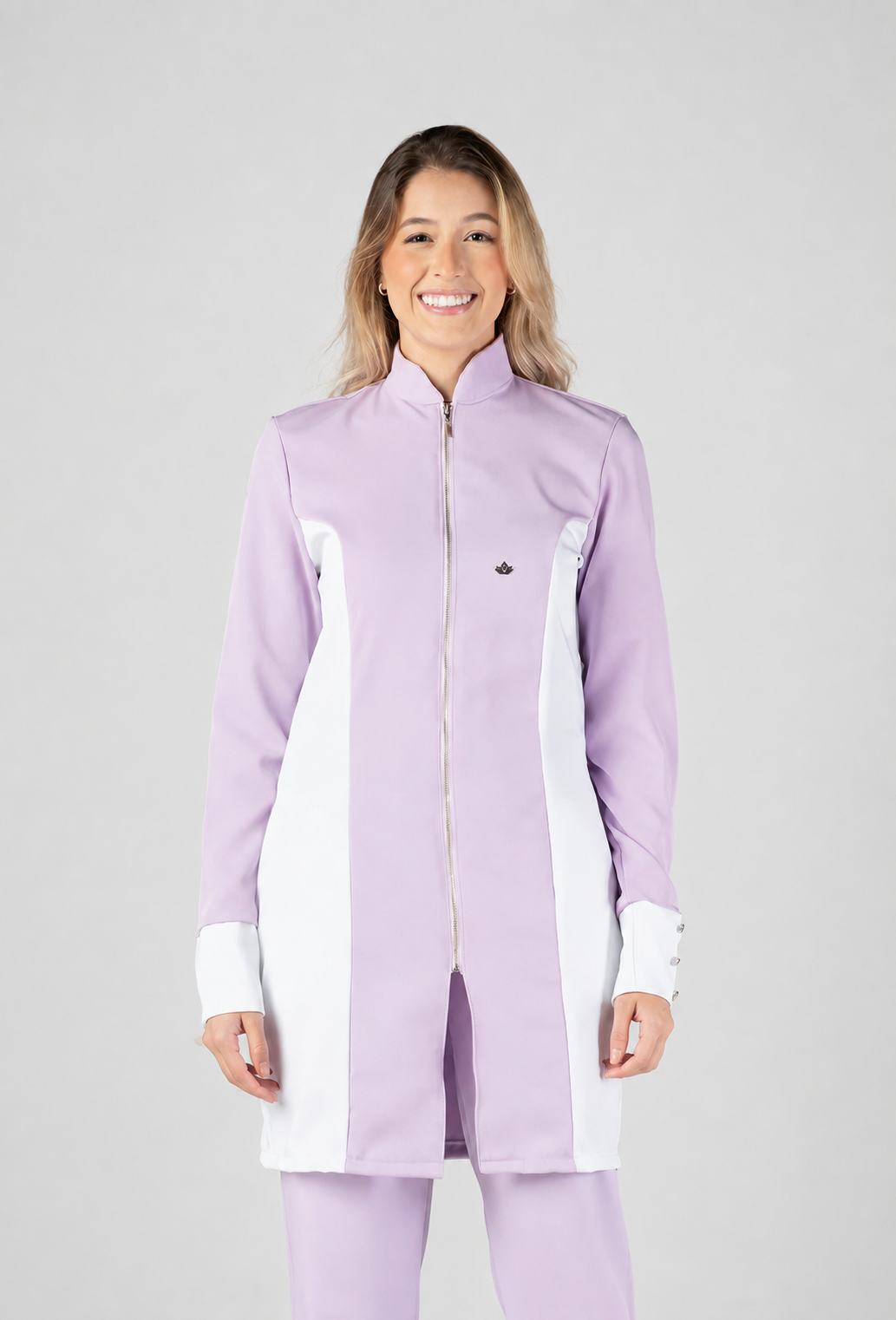 Jaleco Feminino Colors Premium Lilás com Branco