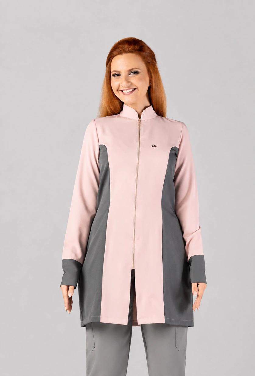 Jaleco Feminino Colors Premium Nude com Grafite