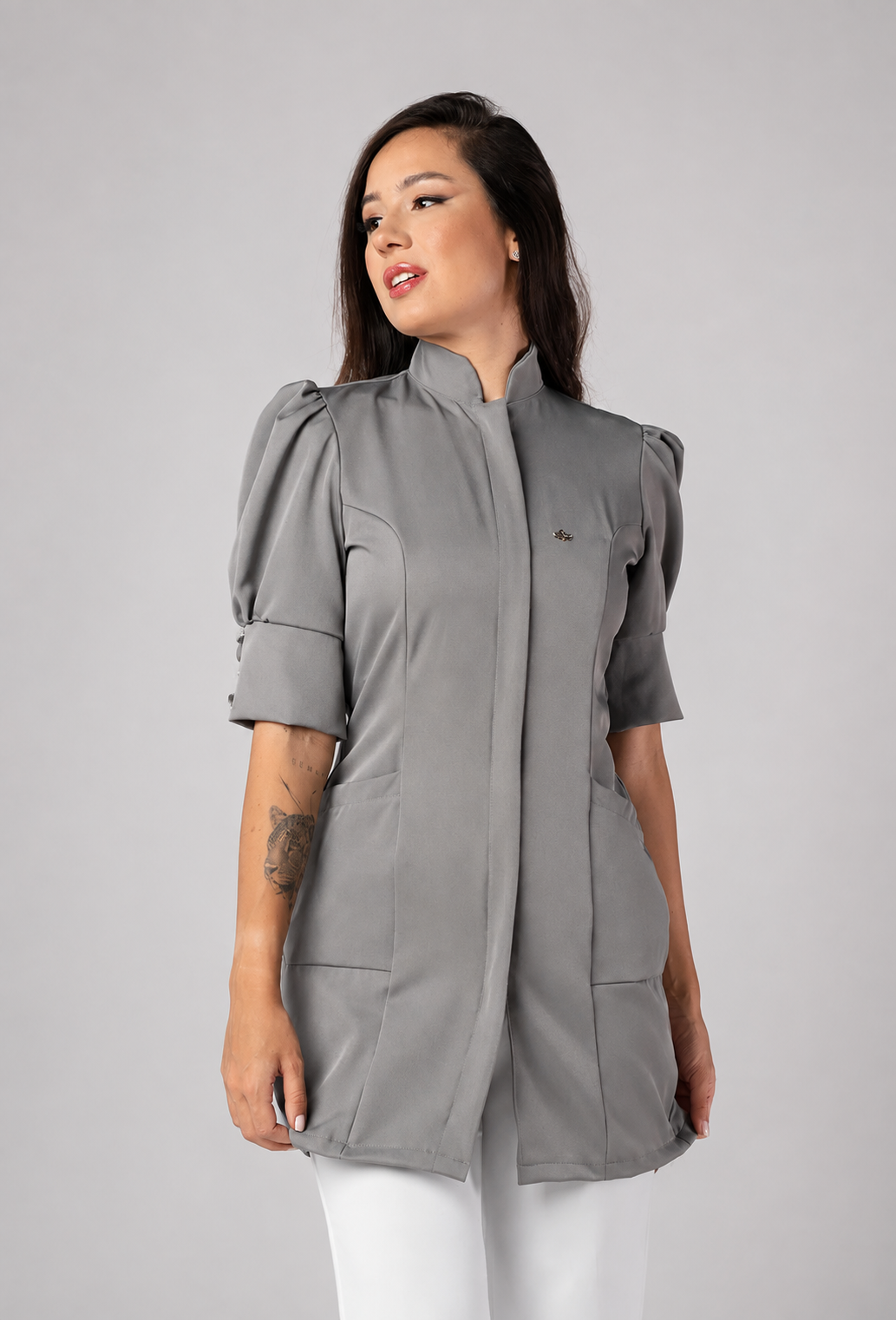 Jaleco Feminino Amora Cinza