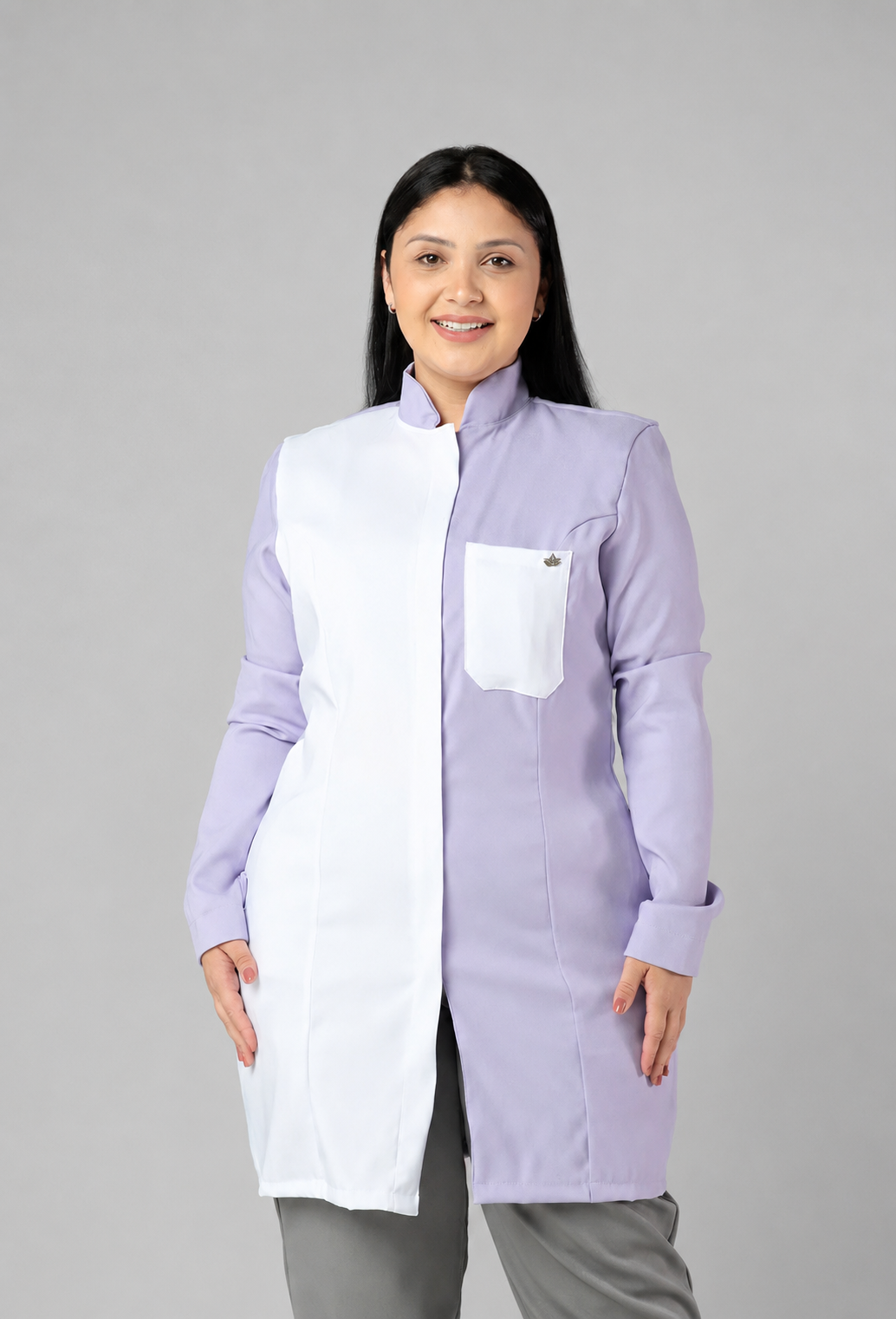 Jaleco Feminino DuoLilás com Branco