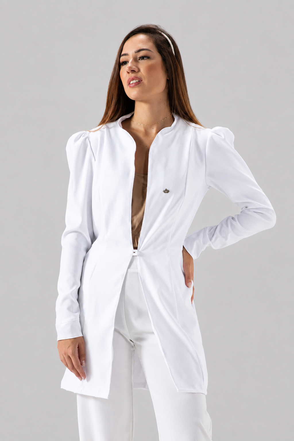 Jaleco Feminino Jasmim Botão Branco